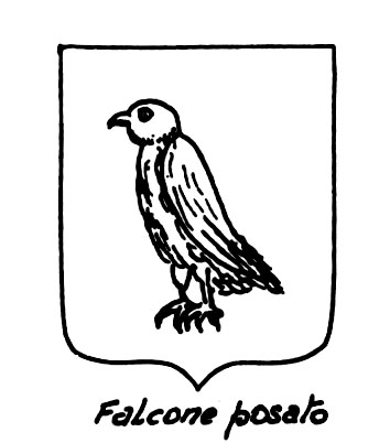 Bild des heraldischen Begriffs: Falcone posato
